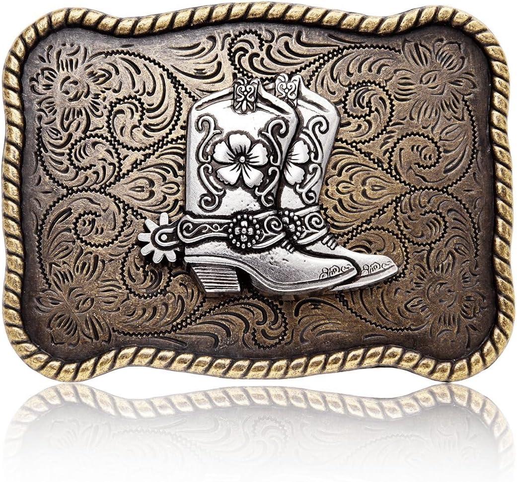 MASOP VOGU Western Belt Buckle for Men, Texas Cowboy Cowgirl Boots Belt Buckle Accessory