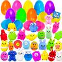 24 Pack Prefilled Easter Eggs with Squishies Toys, Easter Basket Stuffers for Kids, Party Favors, Boys Girls Easter Eggs Hunt Game Classroom Prizes Supplies