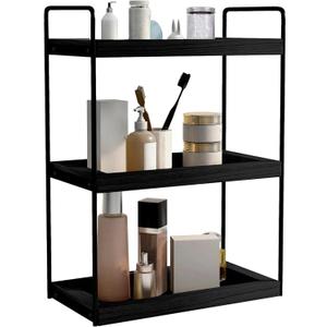 Dorhors 3 Tier Bathroom Counter Organizer, Countertop Bathroom Storage Shelf, Counter Tray and Vanity Organizer (Black)