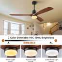 Dimmable 60 Inch Wood Large Ceiling Fans with Lights and Remote Control - Black Big Outdoor Ceiling Fan with Light 3 Blades Outdoor Ceiling Fans for Patios Bedroom Ceiling Fan with Lights