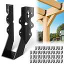 25 Pcs Black 2x6 Joist Hanger,LU26 18 Gauge Double Shear Face Mount Joist Hanger, Hurricane Ties for Rafters Tie Brackets Great for Floor Deck and Ceiling Joists