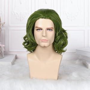 80s Mullet Wigs For Men, Long Black Curly Wig,24",80s Style,Synthetic Hair,Unisex,Adult,Retro,funny,Heat Resistant,Halloween,Heavy Metal Rock Star Costume Set