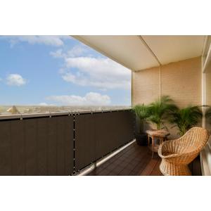  Customized Size Brown 3' x 60' Balcony Privacy Screen, Apartment Porch Railing Patio Fence Windscreen Fabric Cloth - Commercial Grade 170 GSM  - Cable Zip Ties Included