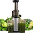 Masticating Juicer Machines, Reemix Cold Press juicer Machine Compact & Small Size, Juice Extractor, Nutrient and Vitamin Dense, BPA-Free Tritan, Easy to Clean (Silver)