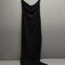 Verdusa Women's Strapless Sleeveless Split Back Long Bodycon Tube Dress Black Petite S