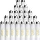 25 Pack T8 Fluorescent Bulbs 4 Foot, F32T8/865 Fluorescent Light Bulb 48 Inch 32 Watt 6500K Daylight 2500 Lumens G13 Base