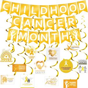 Breling 46 Pcs Childhood Cancer Awareness Month Decorations Including Banner Hanging Swirls Wall Decor Holiday Celebrating Events for Festival Supplies