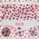 5 Pcs 29x70 Inch Strawberry Table Runner Pink Tulle Tablecloth Sheer Lace Table Cloth for Party Decorations Birthday Wedding Bridal Shower Party Home Kitchen Table Decor