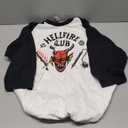 Fifth Sun Mens Hellfire Club 3/4 Sleeve Raglan Tee (Large, White/Black)