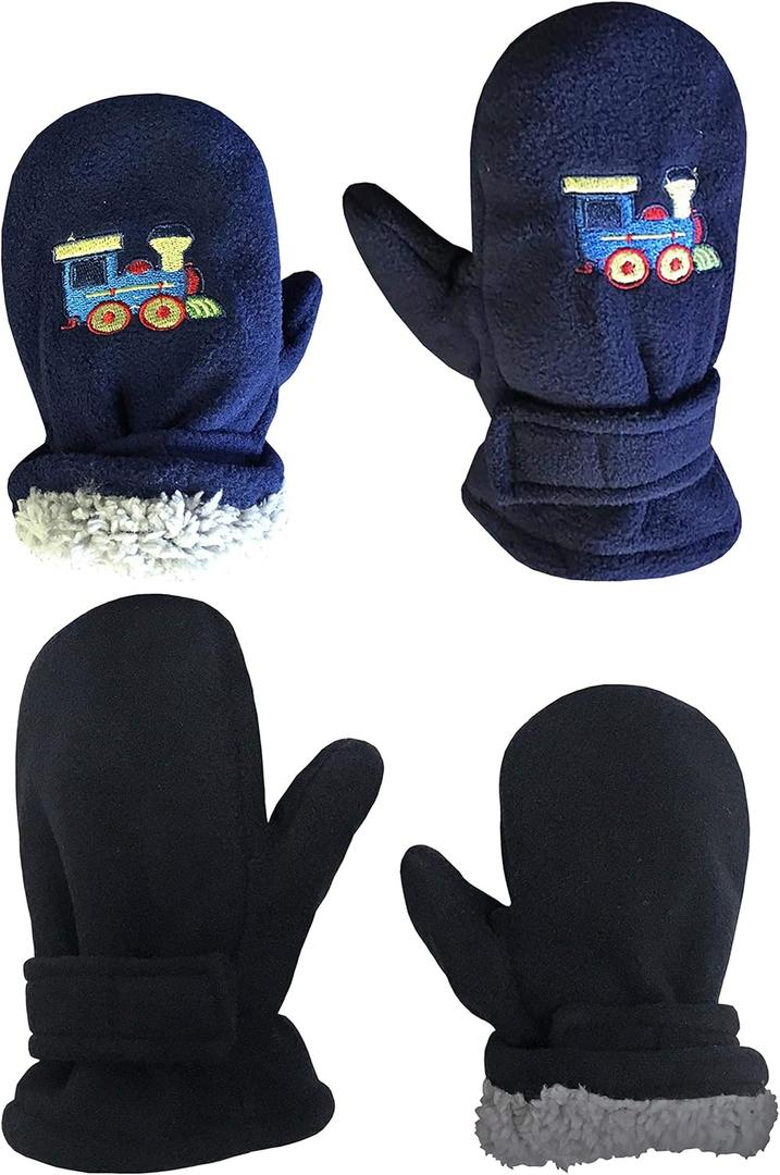 N'Ice Caps Baby Toddler Mittens Kids 2 Pairs Fleece Gloves Winter Warm Sherpa Lined