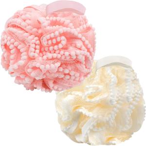 Bath Shower Sponge Soft Mesh Poufs Shower Loofah Ball Body Wash Scrubber Bath Sponge for Women and Men Soothing Face & Body Exfoliator (Pack of 5, 60G Luxury)