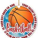 3 x Basketball Christmas Ornament 2025 Ceramic Round 2.9 Inch Keepsake with Faith Quote Inspirational Sports Gift for Basketball Players, Coaches, Athletes & Fans