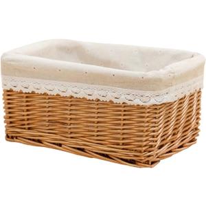 Handmade Storage Baskets Hand Woven Wicker Shelving Baskets Rectangle 1 Pc