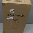 Bathroom Trash Can with Lid, 2 Pack 4 Gallons/15 Liters Garbage Can with Pop-Up Lid, Small Plastic Trash Can, Slim Trash Bin Waste Basket for Bathroom, Bedroom, Office, Living Room(Black)