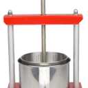 EJWOX Manual Top-Handle Wine Press 0.53 Gal - Stainless Steel Fruit & Herb Press for Juice, Cider, Tincture (Red)
