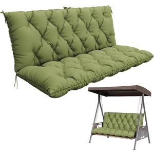 Porch Swing Cushion with Backrest,Waterproof Bench Cushion for Outdoor Furniture,2-3 Seater Replacement Thickened 5 in swing cushion,with Ties,Patio,Outdoor,Backyard and Garden (Light Green,60x40 in)