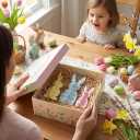 Valery Madelyn Easter Decorations, Bunny Decor Table Centerpiece, 3 Pcs Wooden Easter Decor Indoor, Cute Bunny Decorations for Table Shelf Tiered Tray Home Livingroom Kitchen Bedroom, 5-8 inch
