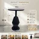 Round Wood Side Table, Coffee Nightstand Cocktail Drink Modern Accent Circle End Table, Wood Pedestal Base for Living Room, Bedroom, Small Spaces, Offices, Black, 21.6" H x 15.7" L x 15.7" W