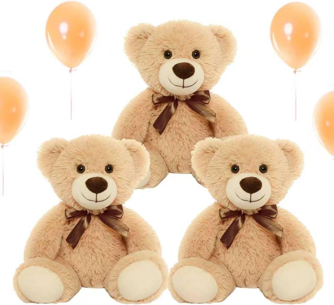 3 Pcs Teddy Bears Bulk 13 Soft Cuddly Stuffed Bear Stuffed Animal Cute Plush Toy Birthday Graduation Mothers Day Wedding Party Gifts Light Brown