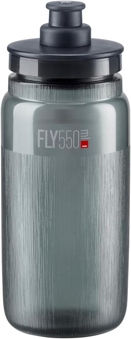ELITE Fly Tex Cycling Water Bottle 550ml Clear Smoke Ultra-Lightweight, BPA-Free, Easy-Squeeze Sports Bottle for Road, MTB & Gravel