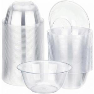Thenshop 150 Pcs Clear Dessert Bowls Bulk 9 oz Disposable Hard Plastic Round Party Serving Bowls for Salad Soup Ice Cream Snack Appetizer Catering Birthday Wedding Picnic Home Event Supplies