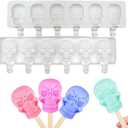 1 Pack Halloween Cute Skull Shape Popsicle Molds Silicone Ice Pop Molds 6 Cavities Popsicle Molds for Kids Adults Ice Cream Mold Cakesicles Mould DIY Popsicle Maker Homemade Popsicle Silicone Molds B