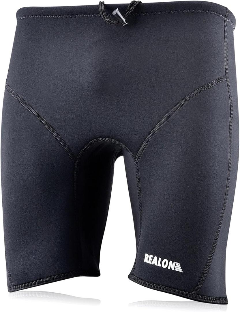 Wetsuit Shorts Neoprene Men 3mm Buoyancy Swim Pants Adult Women Sweat Wet Suit Trunks Jammers Keep Warm Water Sport Aerobics for Swimming Surfing Snorkeling Diving Kayaking Scuba (Large, 3mm Black Neoprene)