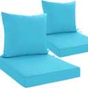24x24 Inch Outdoor Cushions for Patio Furniture Set of 2, Waterproof Outdoor Chair Cushions w/Fade-Resistant, Removable & Machine-Washable Covers, Deep Seat Sofa/Couch Pad Replacement, Teal