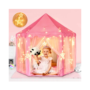 wilwolfer Princess Tent for Girls with Large Star Lights, Kids Play Tent Large Space Playhouse for Children Indoor Games, Gift Toy for Kids Girls & Boys