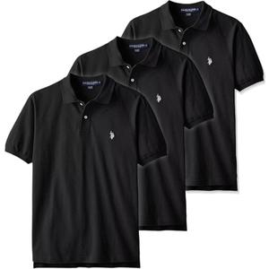 U.S. Polo Assn. 3 Pack Men's Classic Polo Shirt (Large, Black/Black/Black)