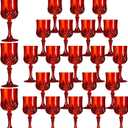 XKXKKE 24 Pcs Red Plastic Wine Glasses, Plastic Water Goblets for Parties, Stemmed Drinking Glasses for Wedding Reception, Grand Event Party Bar Supplies Reusable Drinking Cups