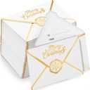 Kosiz 50 Pcs Merry Christmas Small Gift Card Envelopes Greeting Cards Envelopes Mini Business Sleeve Credit Card Envelope with Gold Border for Coins Xmas Holiday 2.7'' x 3.9''(White)