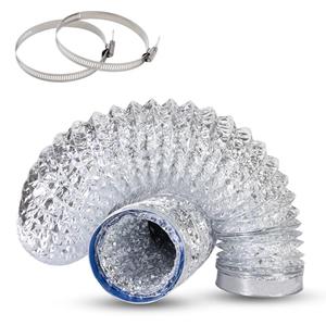 Dryer Vent Hose 4 Inch x 3FT - Flexible Aluminum Dryer Hose with 2 Clamps - Heavy-Duty 6-Layer Dryer Vent Hose for Tight Spaces, HVAC, Bathroom, and Kitchen Exhaust Ventilation