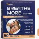 Breathe More Extra Strength TAN Nasal Strips for Snoring Relief & Easy Breathing | 50 Ct |Wide Fit | Latex-Free, Drug-Free | Strong Adhesion | Sensitive Skin | Cold & Allergy Congestion Relief