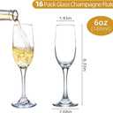 SHYRC Glass Champagne Flutes Set of 16, 6oz Classic Champagne Glasses, Sparkling Wine Glass, Champagne Flutes with Long Stem for Party, Wedding and Home - Clear