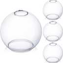 Glooglitter 4 Pack Fixture Replacement Globe Shade 6 Inch Diameter E26 Base 1-5/8 Inch Fitter Round Glass Globe Lampshade Cover for Pendant Wall Sconce Chandelier Vanity Light(Clear)