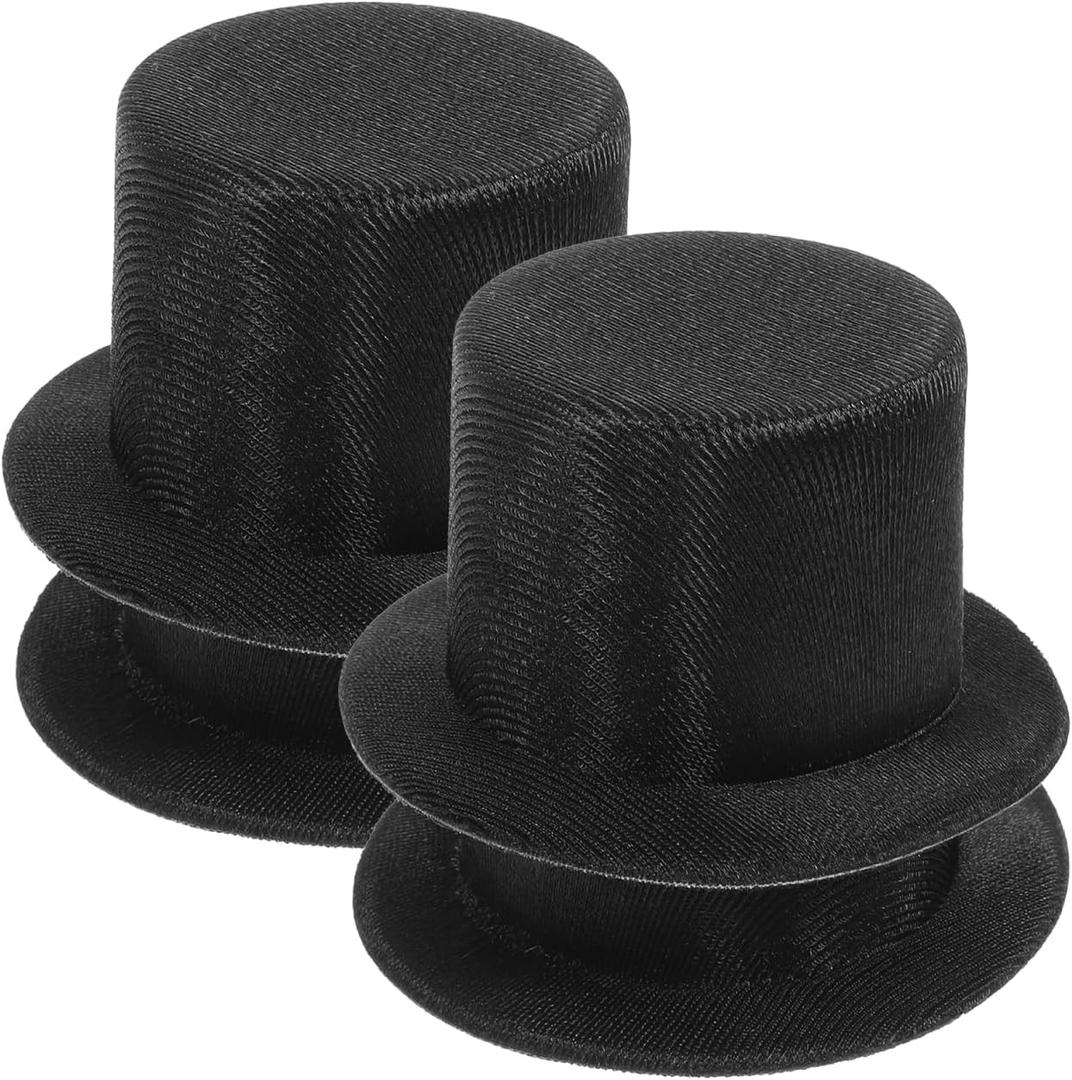 NOLITOY 4Pcs Mini Cylinder Hat, Miniature Top Hats Black Doll Cap for Crafts DIY Pet Cap Party Hair Decoration