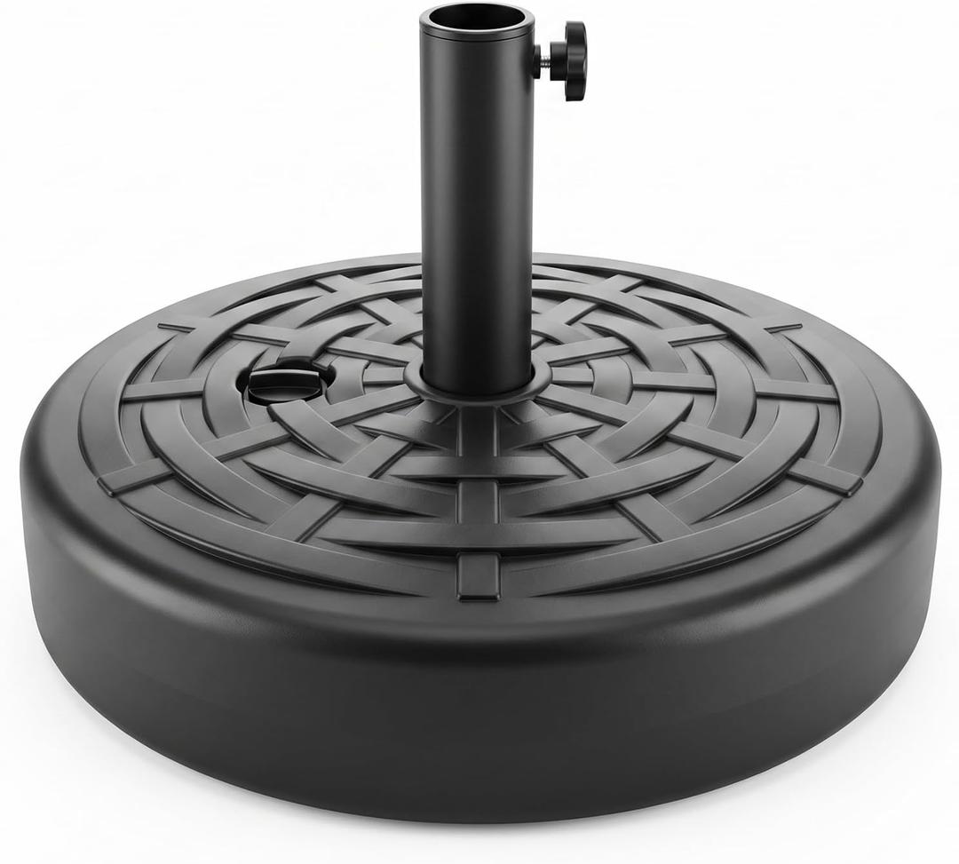 T&Jero Round Heavy Duty Plastic Patio Umbrella Base Stand Weight for Outdoor, 63 lb with Water and Sand Filled, Black