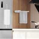 Paper Towel Holder, Self Adhesive or Drilling Paper Towel Holder Under Cabinet for Kitchen, Bathroom, Sink, Pantry, Fridge, Stainless Steel Paper Towel Roll Rack (Silver)