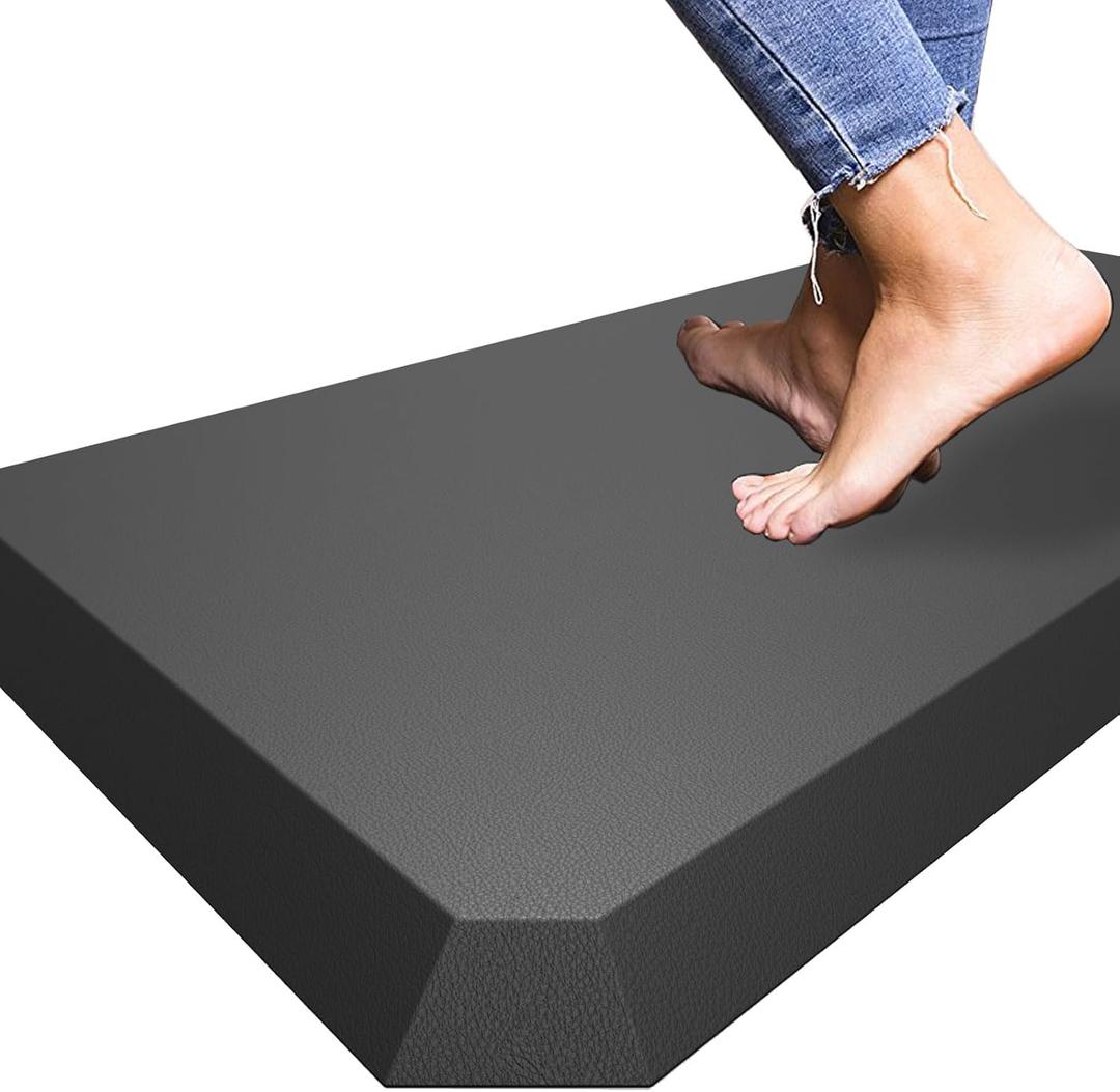 Kitchen Mats for Floor, 0.8 inch Thick, 17"x30" Anti Fatigue Cushioned Mat, Kitchen Rugs, Waterproof, Comfort Ergonomic Standing Mat for Office, Home, Sink, Black