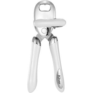 2 x Multi-function Manual Can Opener Bottle Opener, Oversized Hand-held Easy Rotary Knob, Safe Cut Can Opener with Non-Slip Handle, Smoother Cut Sharp Blade for Seniors Kitchen Tool, White
