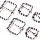 Swpeet 50Pcs 5 Sizes 1/2" 3/4" 1" 5/4" 5/8" Multi-purpose Metal Roller Buckle Ring Assortment Kit for Hardware Belt Bags Ring