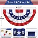 3x6 Ft 6 Pack American Pleated Fan Flag, USA Patriotic Flag Bunting Half Fan Banner for Outside Red White and Blue Decor Memorial Day Independence Day 4th of July Decorations