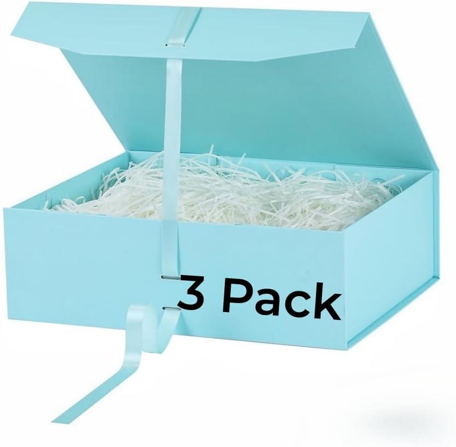 GoooodGift Extra Large Gift Box Blue 3 Pack 16x13.5x5.3 inch Luxury Gift Box for Presents with Magnetic Closure Lid Collapsible,Birthday,Christmas,Wedding,Contains Shredded Paper Filler, 1 Count