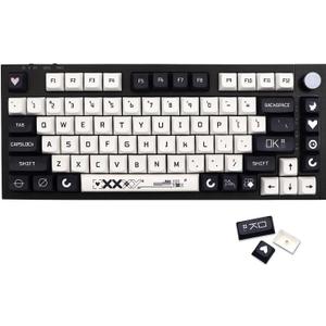 JSJT Key Caps XDA Profile Black and White Keycaps, 126 Keys Theme PBT Dye Sublimation Custom Keycap Set for US/ISO Layout Cherry MX Switch Mechanical Keyboards