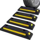 Pyle Curb Garage Vehicle Floor Safety Heavy Duty Rubber Parking Lot Driveway Stopper, for Car Vans Trucks Tire Wheel Guide Block Protect Bumper, 4 Pack PCRSTP11X4, Multicolored