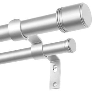 Double Curtain Rod 36 to 72 Inch, HOTOZON 1 Inch Heavy Duty Double Curtain Rods for Windows 24 to 68 Inches(2-5.6 ft), Telescoping Drapery Rod with Simple End Finials, Silver