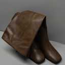 Wetviro Knee High Boots for Women Tall Boots Womens Chunky Block Heel Dress GoGo Long Boots (6.5, Brown)