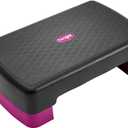 Yes4All 18.9" Aerobic Exercise Step Platform with 2 Risers, Adjustable Height Workout Stepper 3" 5.1" for Home Gym (D. Purple/Black)