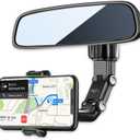 PKYAA Rearview Mirror Phone Mount Holder for Car, 360 Rotating , Multifunctional Mount Phone and GPS Holder Universal Car Phone Holder for All Smartphones
